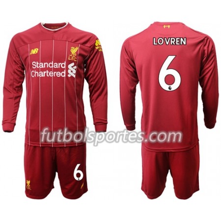 Camisetas Niños Liverpool Lovren 6 Primera Equipacion 2019/2020 Manga Larga
